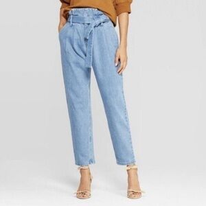 Who What Wear‎ Mid-rise Straight Leg Paperbag Indigo Denim Pants